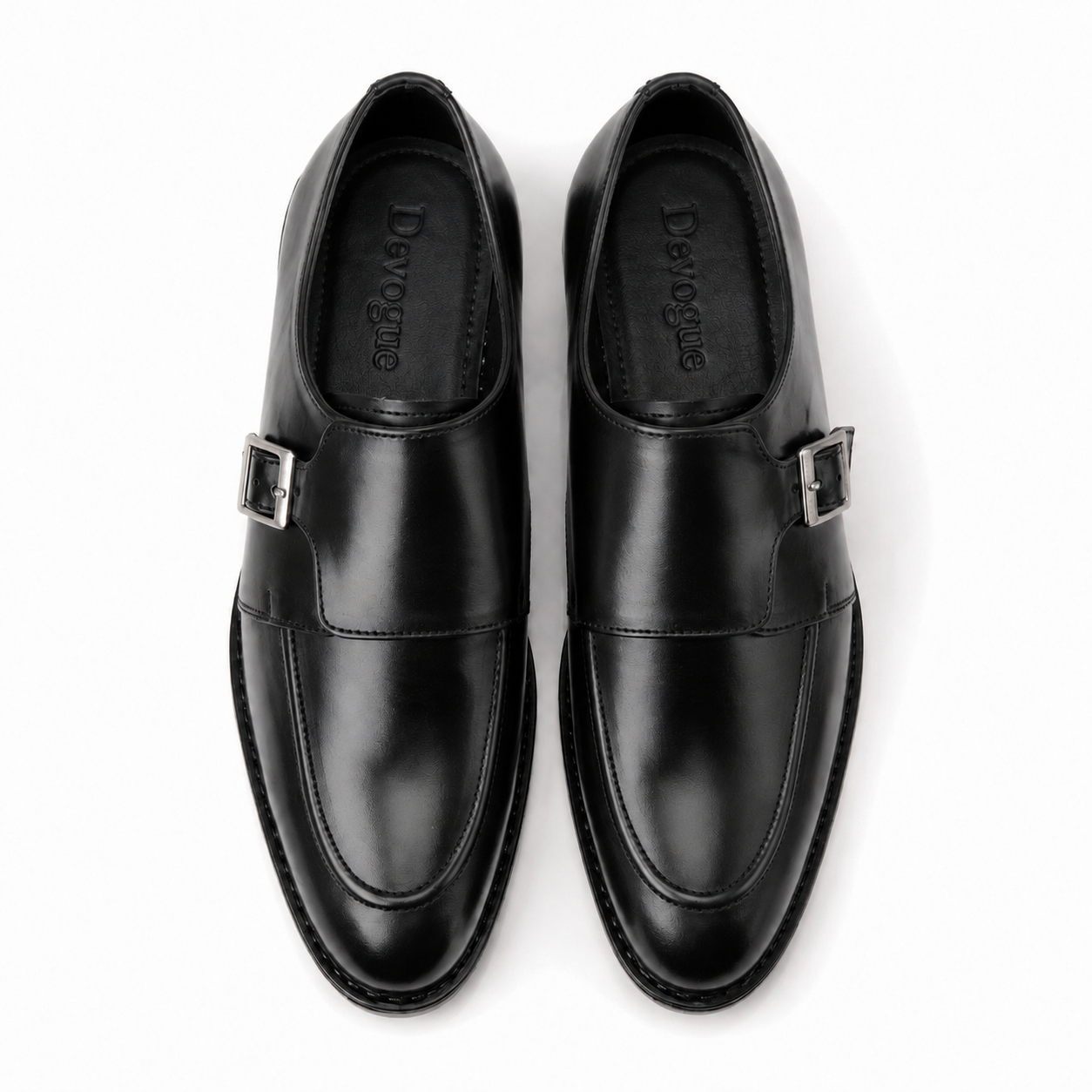 7011-Black Rubber Sole Cow Leather Formal