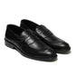 5004-Black Cow Leather Formal Loafer Style In Rubber sole - DeVogue