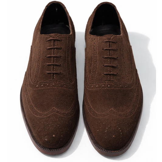 Royal Italian Suede Brown Brogue Formal Laced Shoe