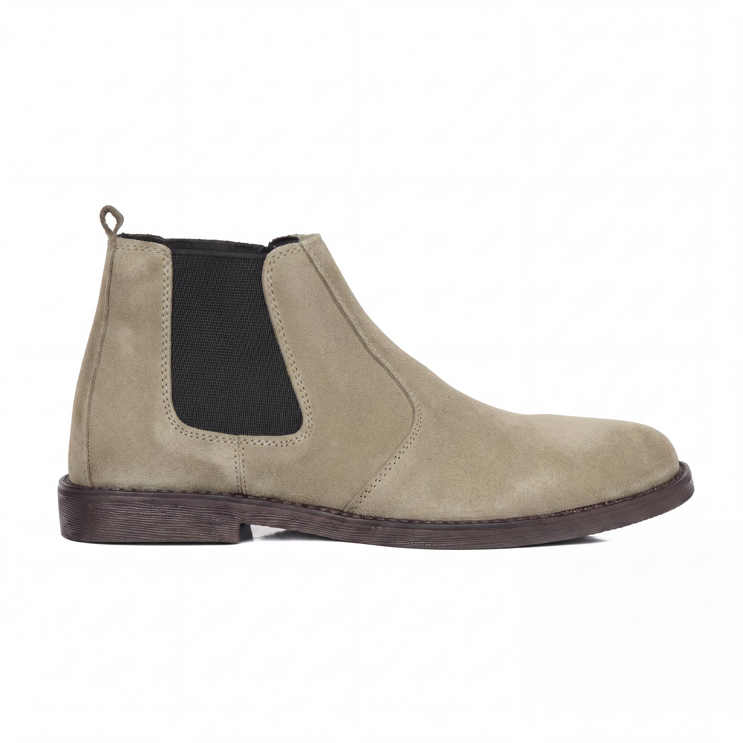 8011-Cream Fawn Suede Leather Chelsea boots