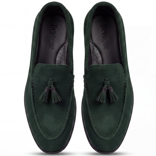 LP-02 Green Tassel loafers with Black sole