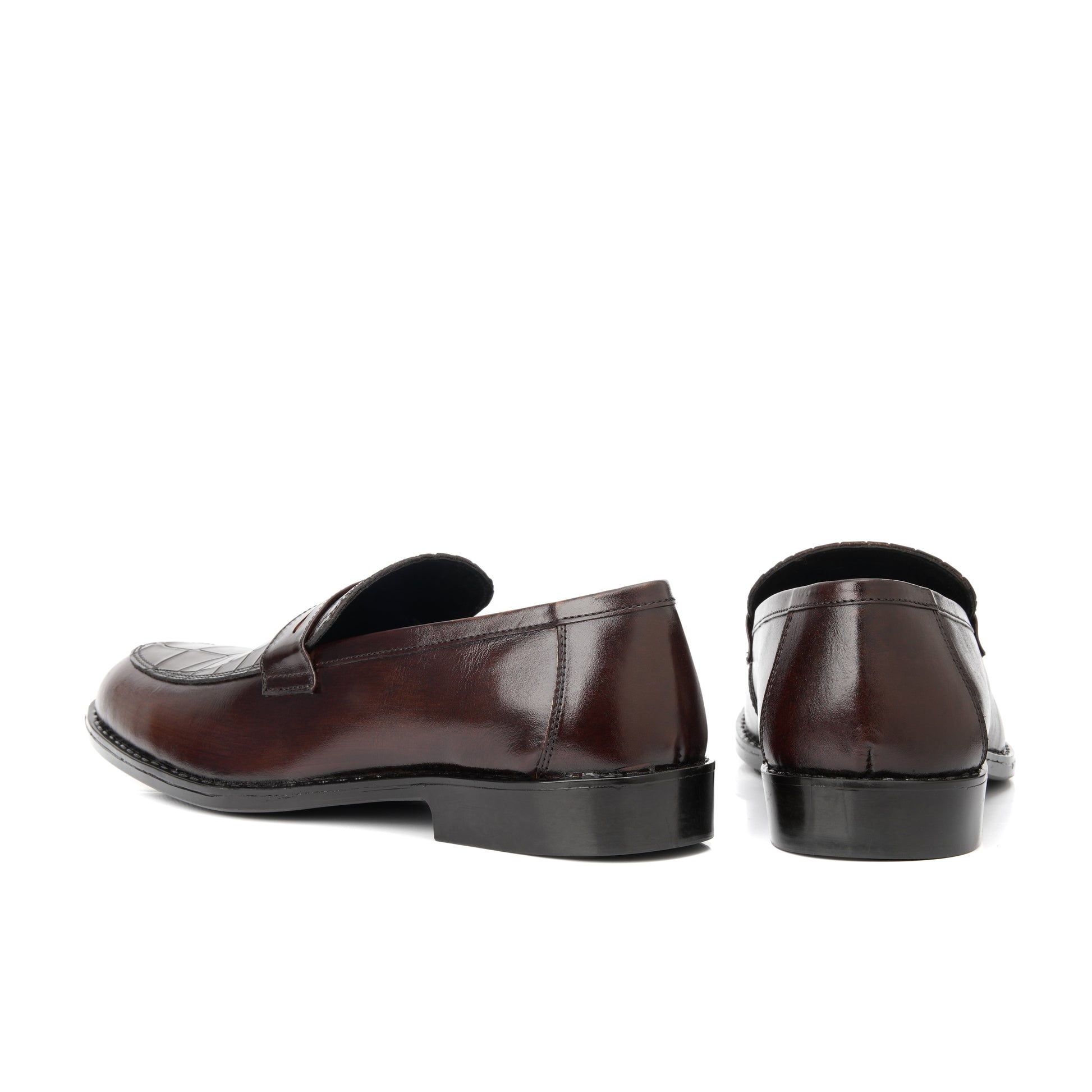 ST-06-Brown Crocodile print Leather Horse bit Formal Loafer Style In Rubber sole - DeVogue