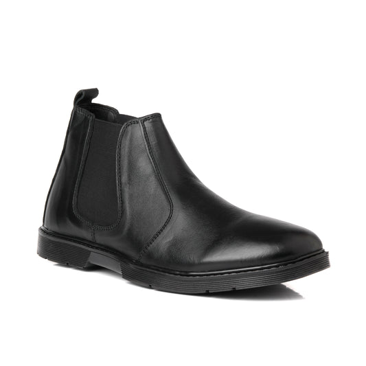 8017-Black Chelsea Boots - DeVogue