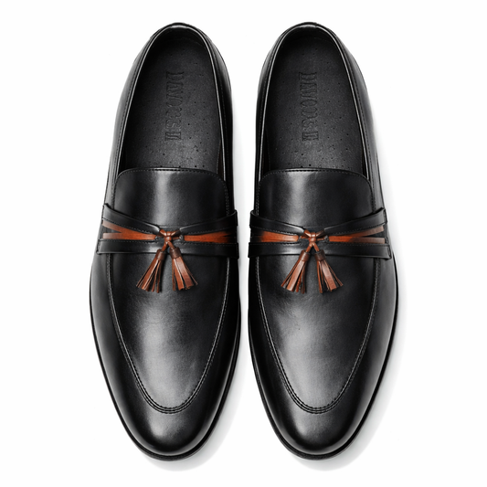 803-Black Royal Tassel loafer - DeVogue