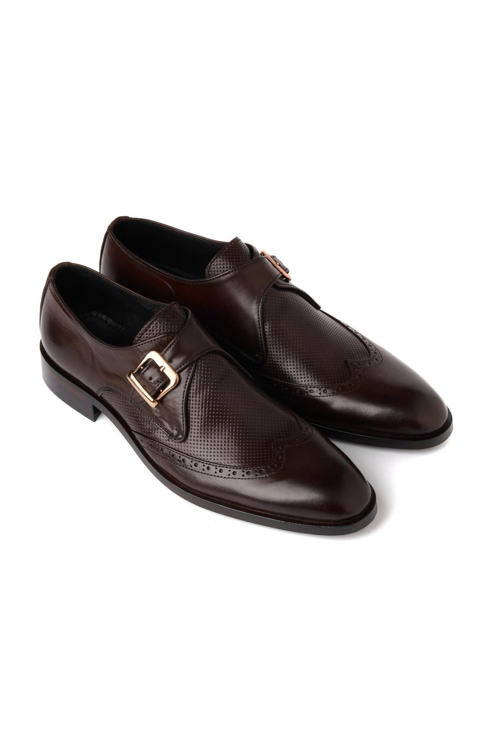 3011-Dotted Royal Premium Cow Leather Formal Double Monk Style - DeVogue