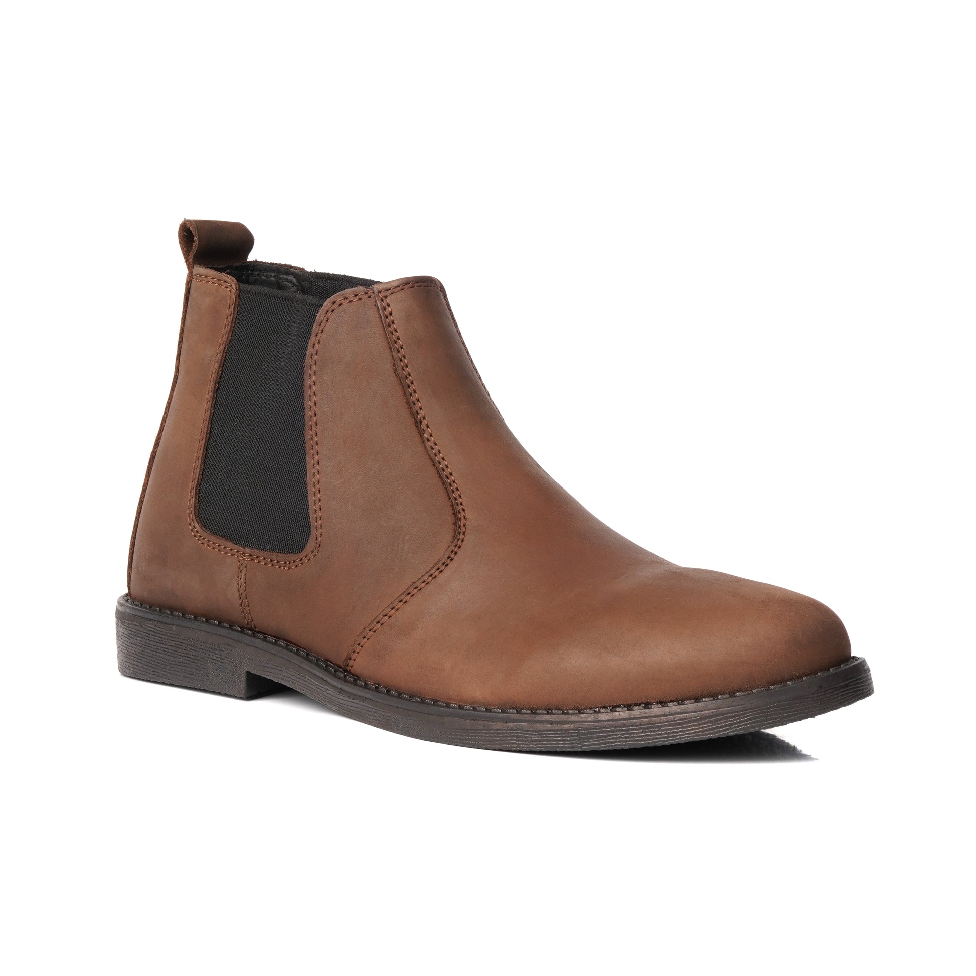 SKU:8010-Brown Cow Leather Chelsea boots - DeVogue