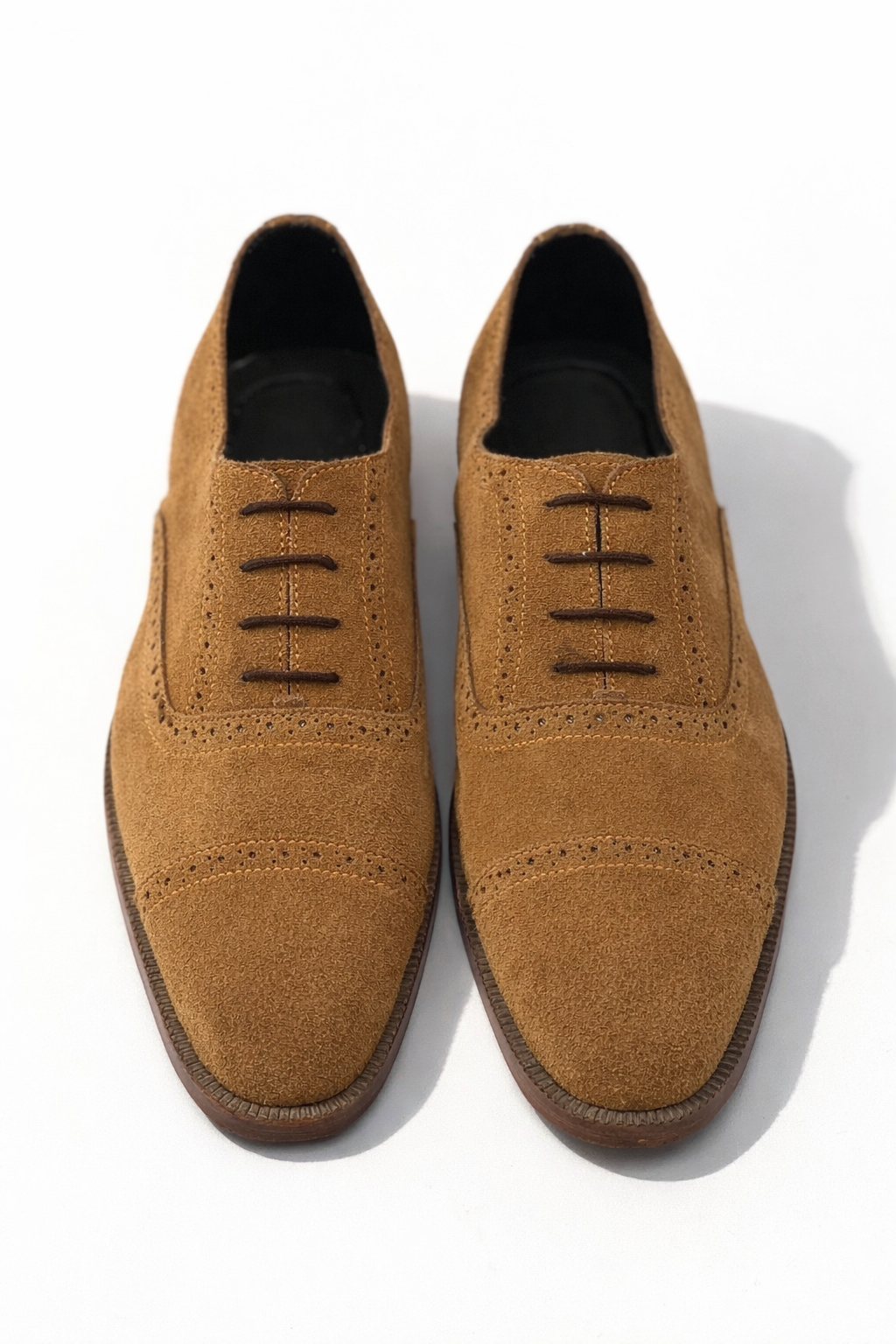 Royal Italian Suede Camel Formal Laced Shoe - DeVogue
