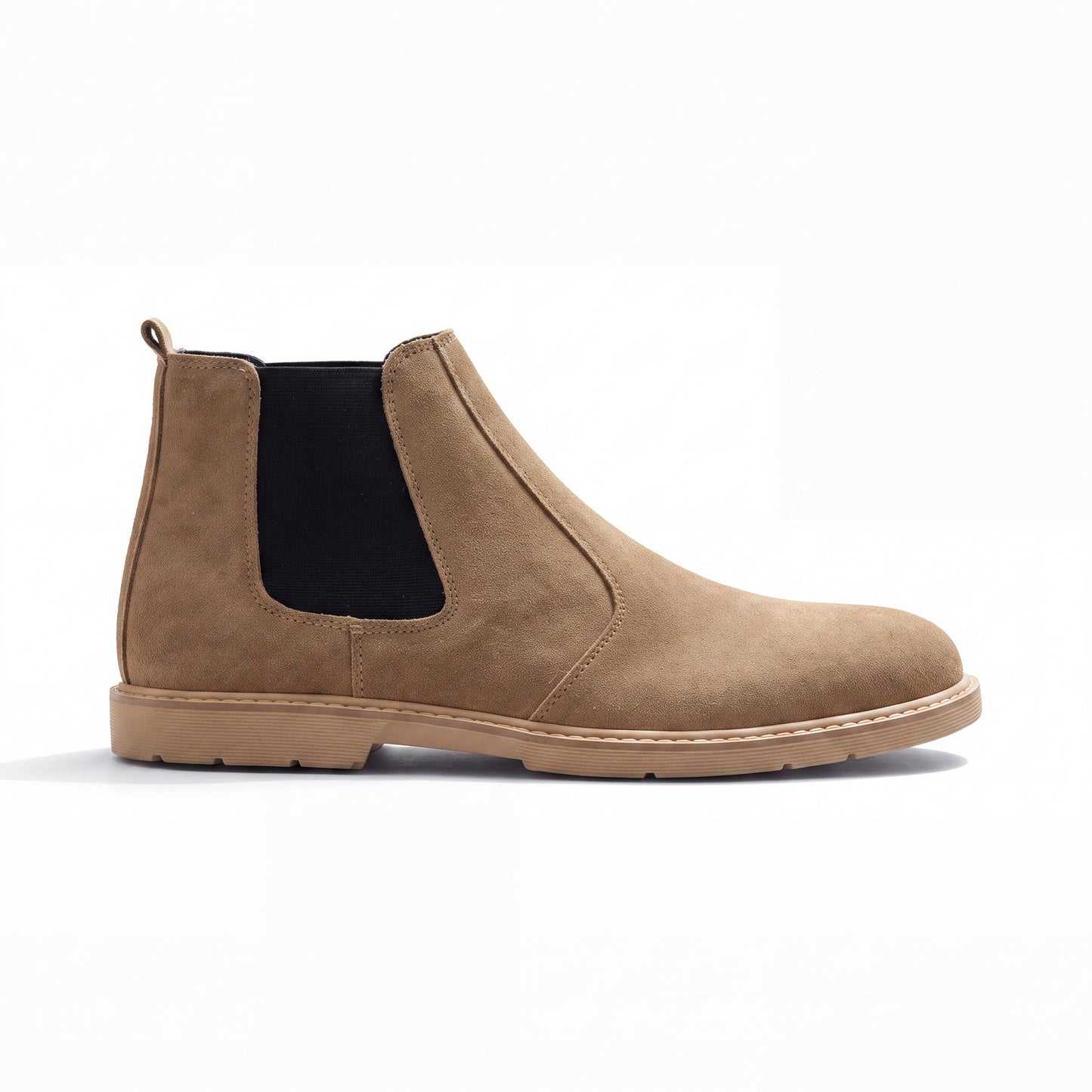 8017-Cream Suede Chelsea Boots