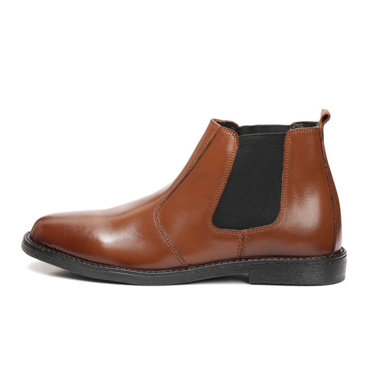 8010-Tan Cow Leather Chelsea boots - DeVogue