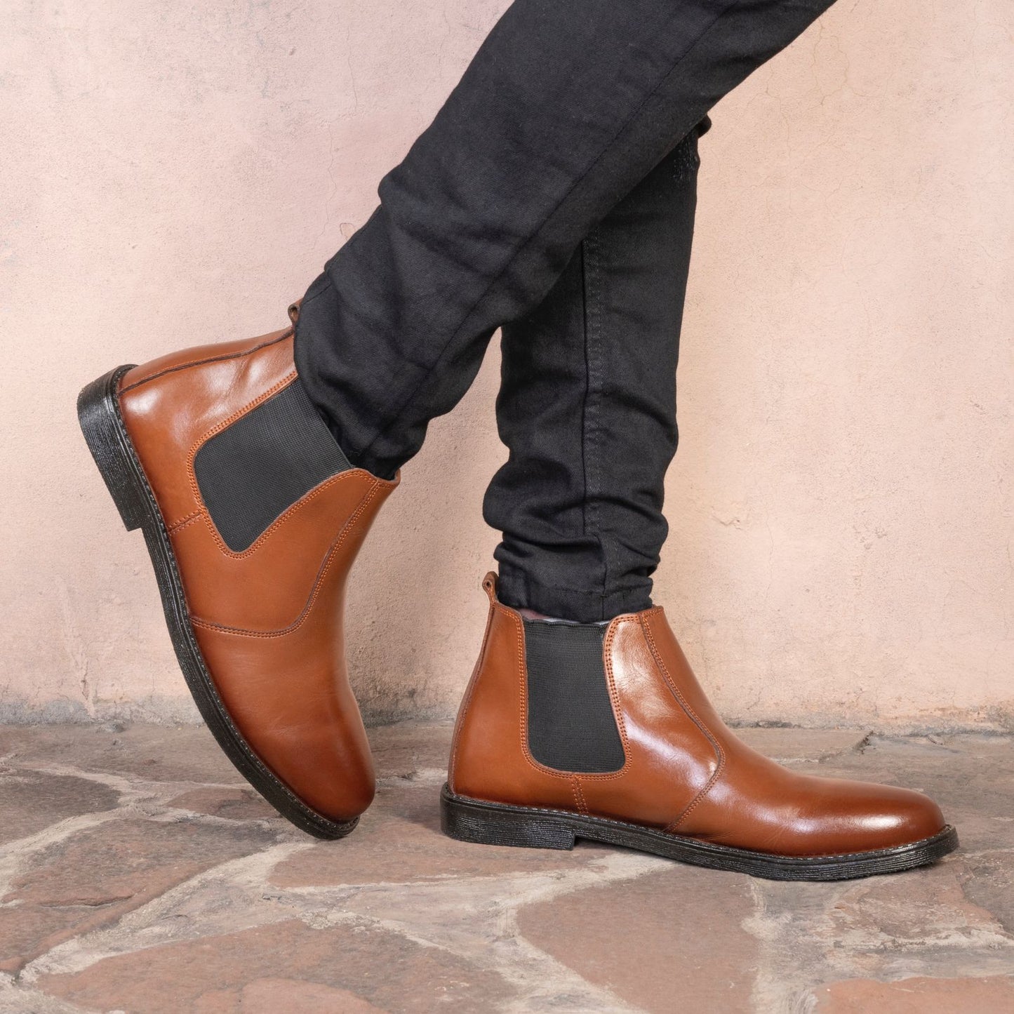 8010-Tan Cow Leather Chelsea boots