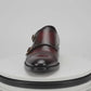 2011-Patina Blood colour Cow Leather Formal Double Monk Style