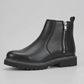 8020-Black Zipper Chelsea Boots