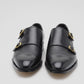 2011-Mild Black Cow Leather Formal Double Monk Style