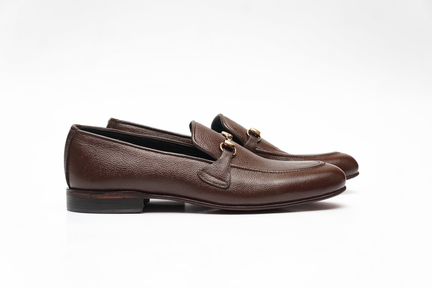 SKU:4020-Brown Grain Premium Formal leather loafers - Devogue store