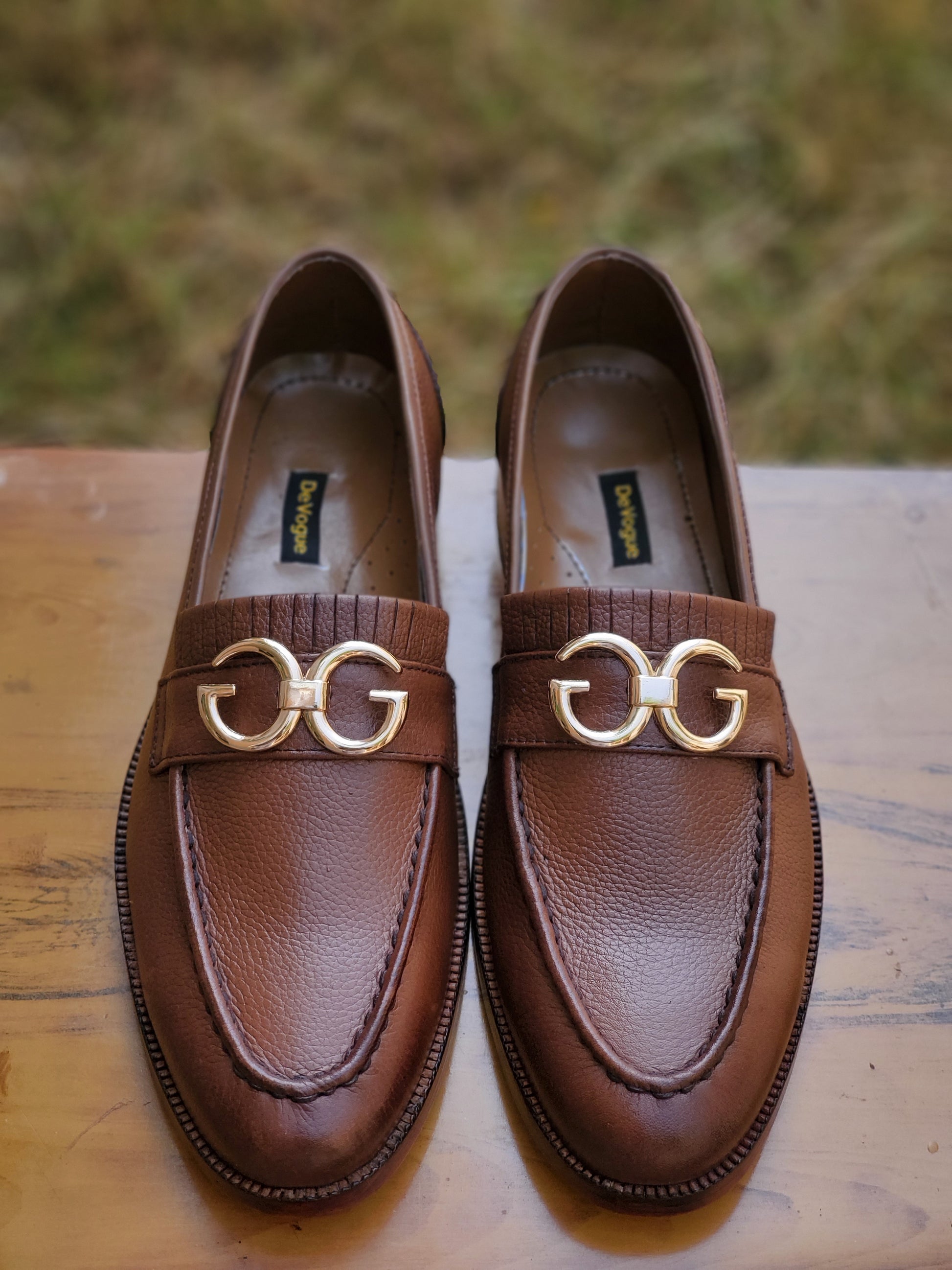 4032-Brown Soft Grain Premium Formal leather loafers – DeVogue