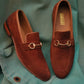 SKU:4050-Brown Suede Cow Leather Formal Loafer Style