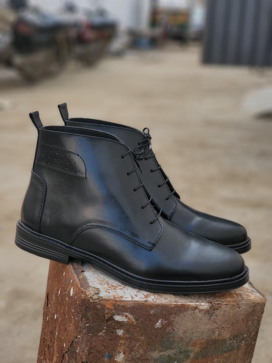 SKU:1003-Black Cow Leather Chukka boots