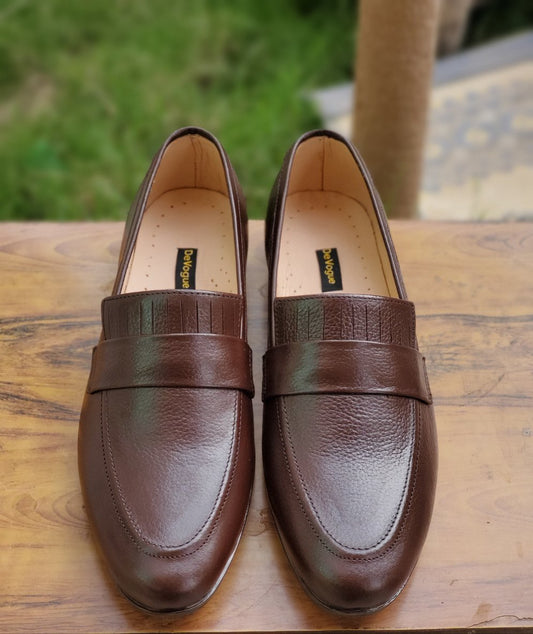 4033-Brown Soft Grain Premium Formal leather loafers