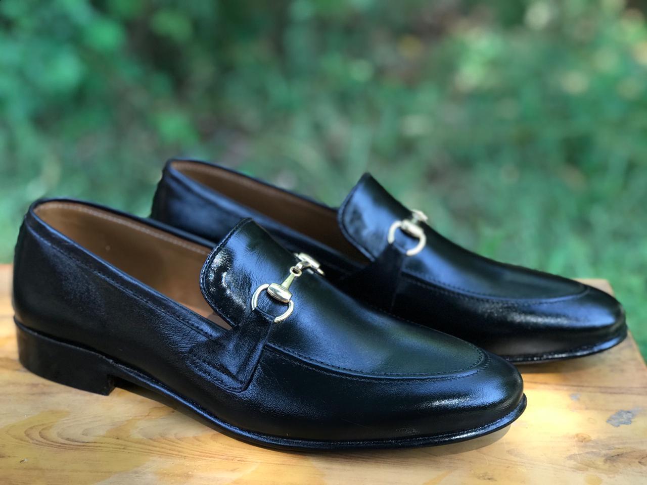 SKU:4001-Black Cow Leather Formal Loafer Style – DeVogue