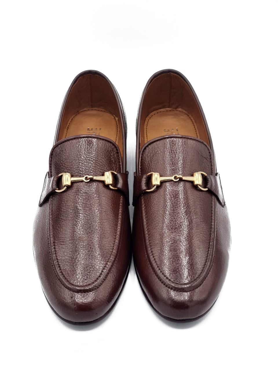 SKU:4020-Brown Grain Premium Formal leather loafers – DeVogue