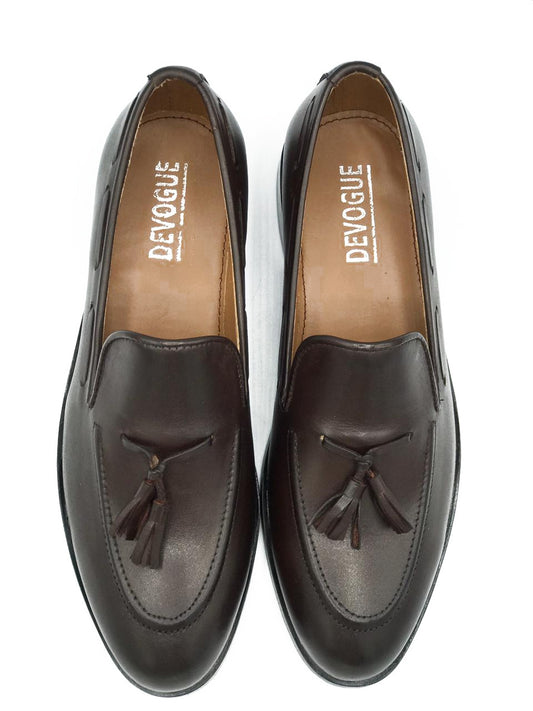 802-Brown Royal Tassel Brown Soft leather Loafers