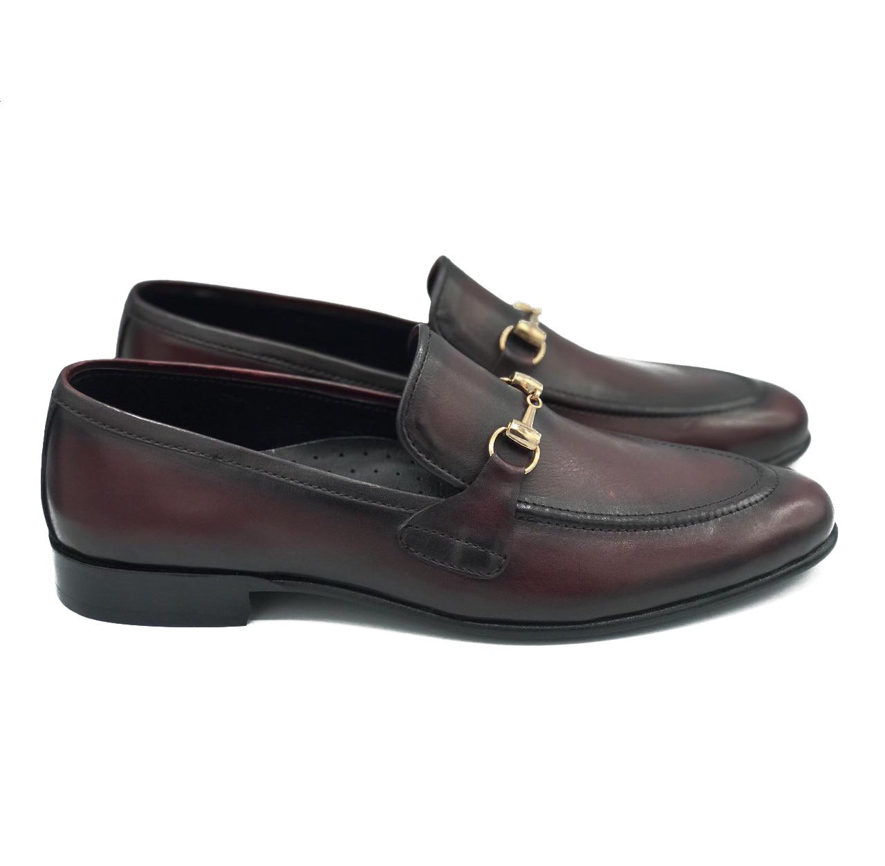 4010-Burgundy Cow Leather Formal Horse Bit Style - DeVogue