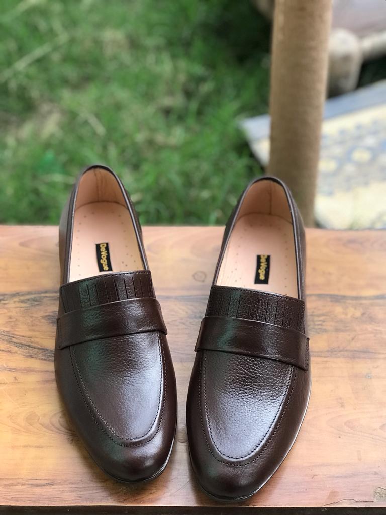 4033-Brown Soft Grain Premium Formal leather loafers