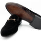 4001-Suede Black Goat Leather Formal Horse Bit Style