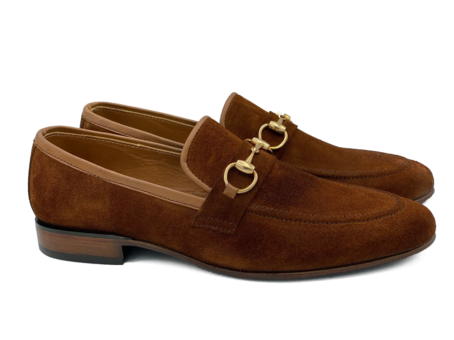 SKU:4050-Brown Suede Cow Leather Formal Loafer Style