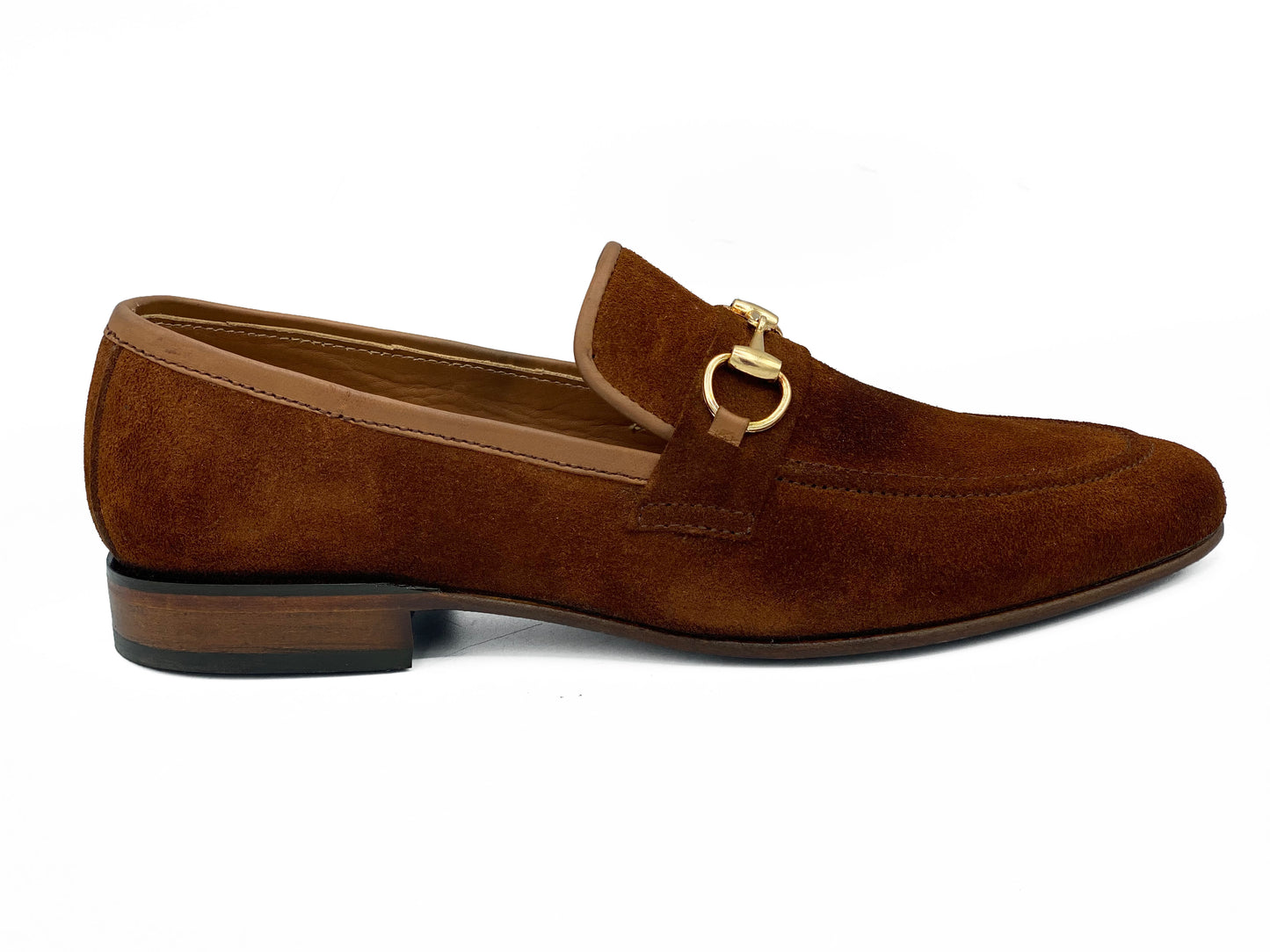 SKU:4050-Brown Suede Cow Leather Formal Loafer Style