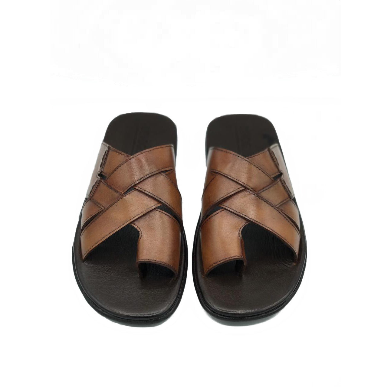 SKU: R-403-Brown Strips Premium Quality Chappal Pure Cow Leather Shoes Trending shoes