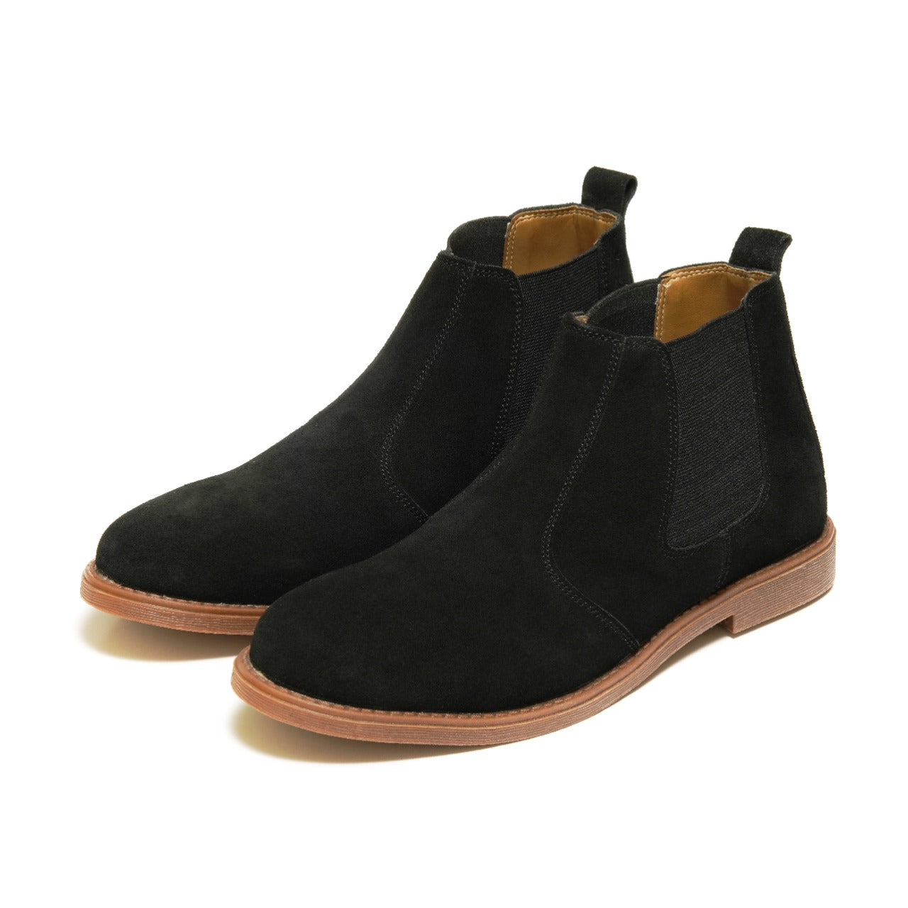 SKU:8011-Black Suede Cow Leather Chelsea boots