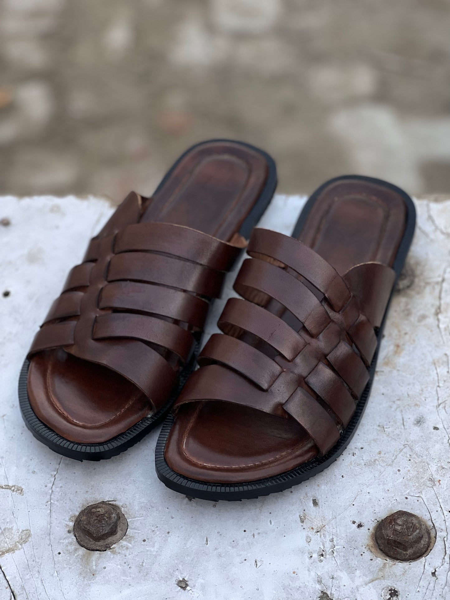 408-Brown Chappal style Pure Cow Leather Shoes Trending shoes