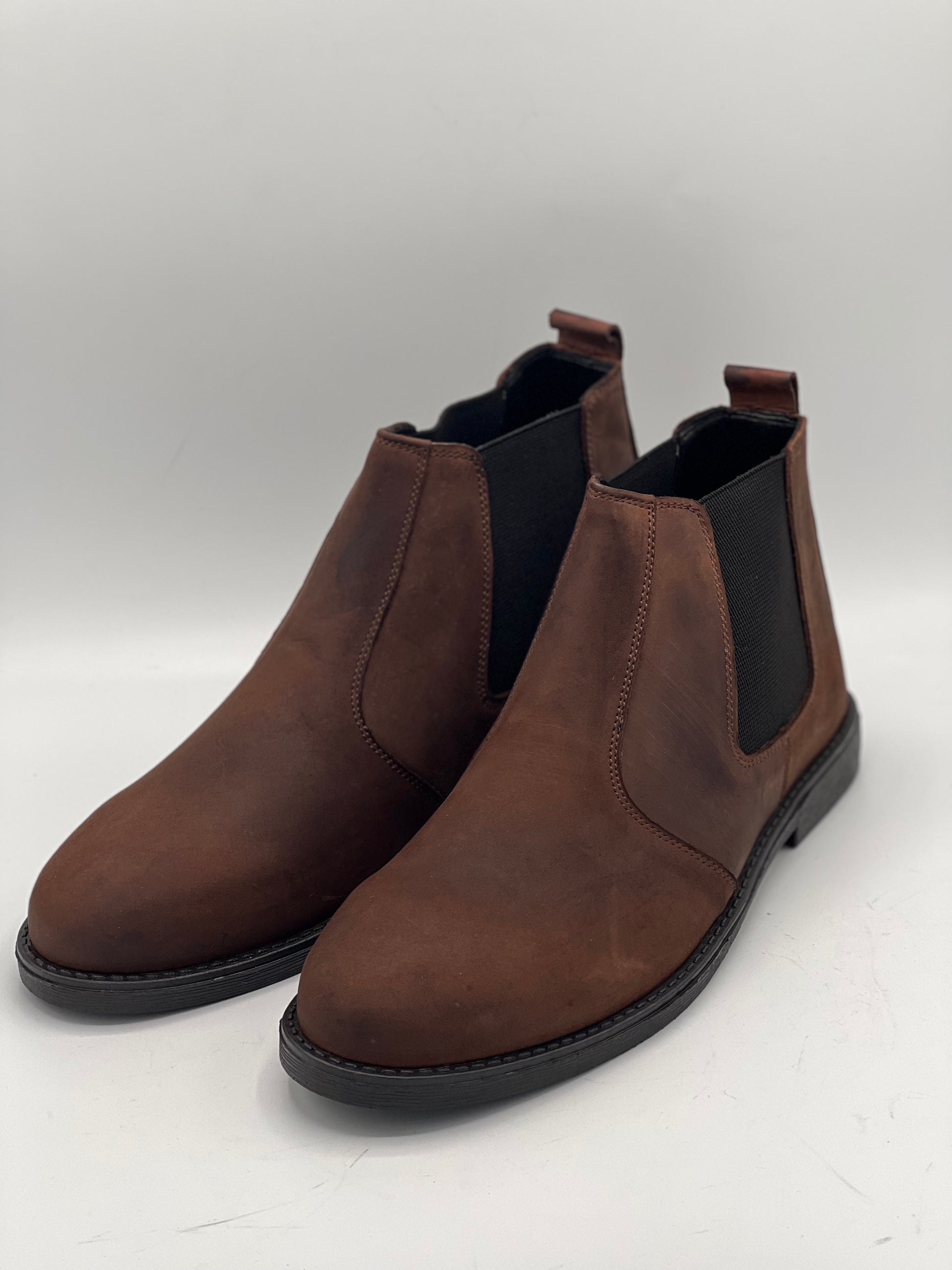 SKU:8010-Brown Cow Leather Chelsea boots – DeVogue