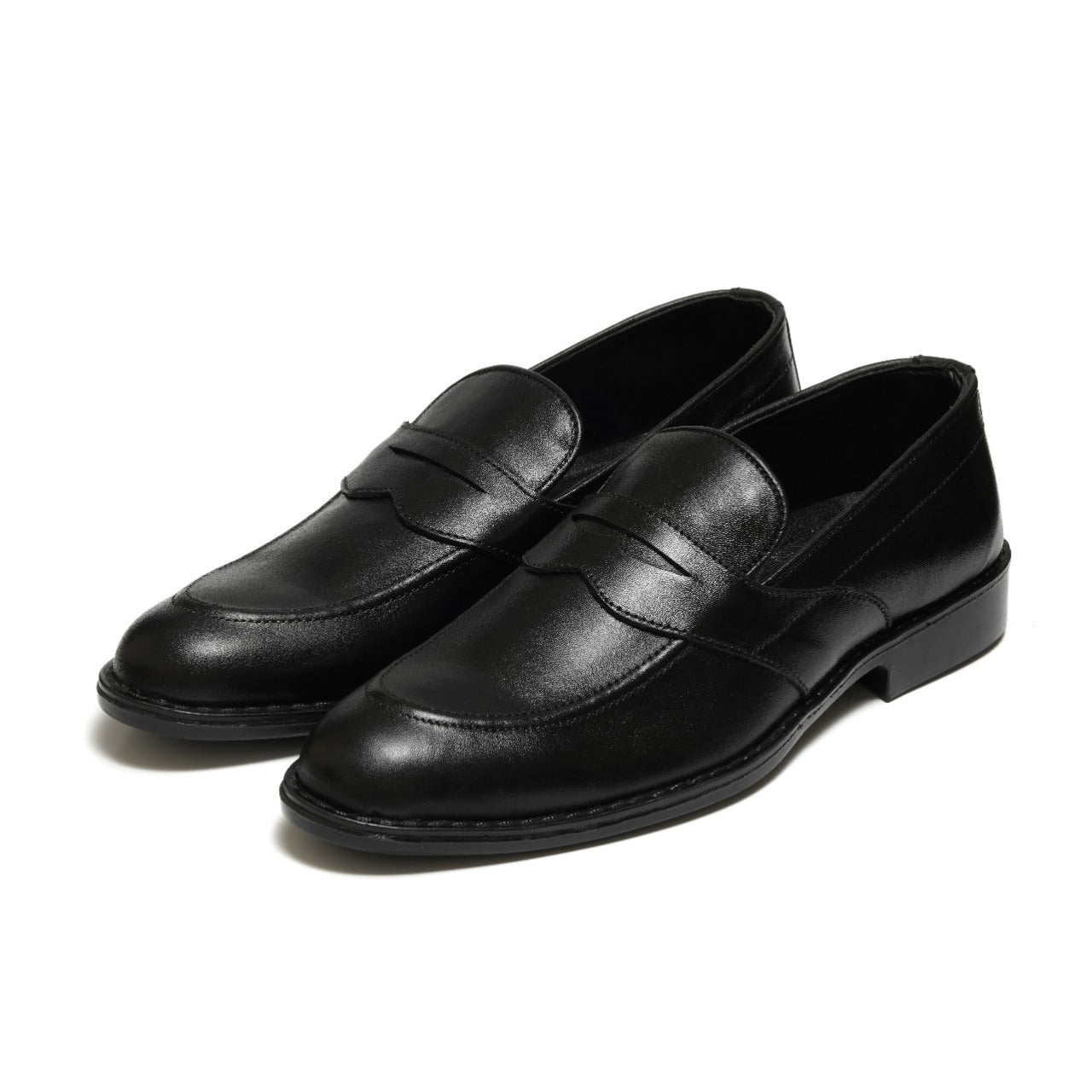 5004-Black Cow Leather Formal Loafer Style In Rubber sole