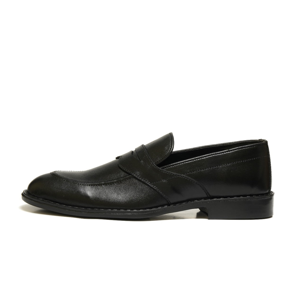 5004-Black Cow Leather Formal Loafer Style In Rubber sole – DeVogue