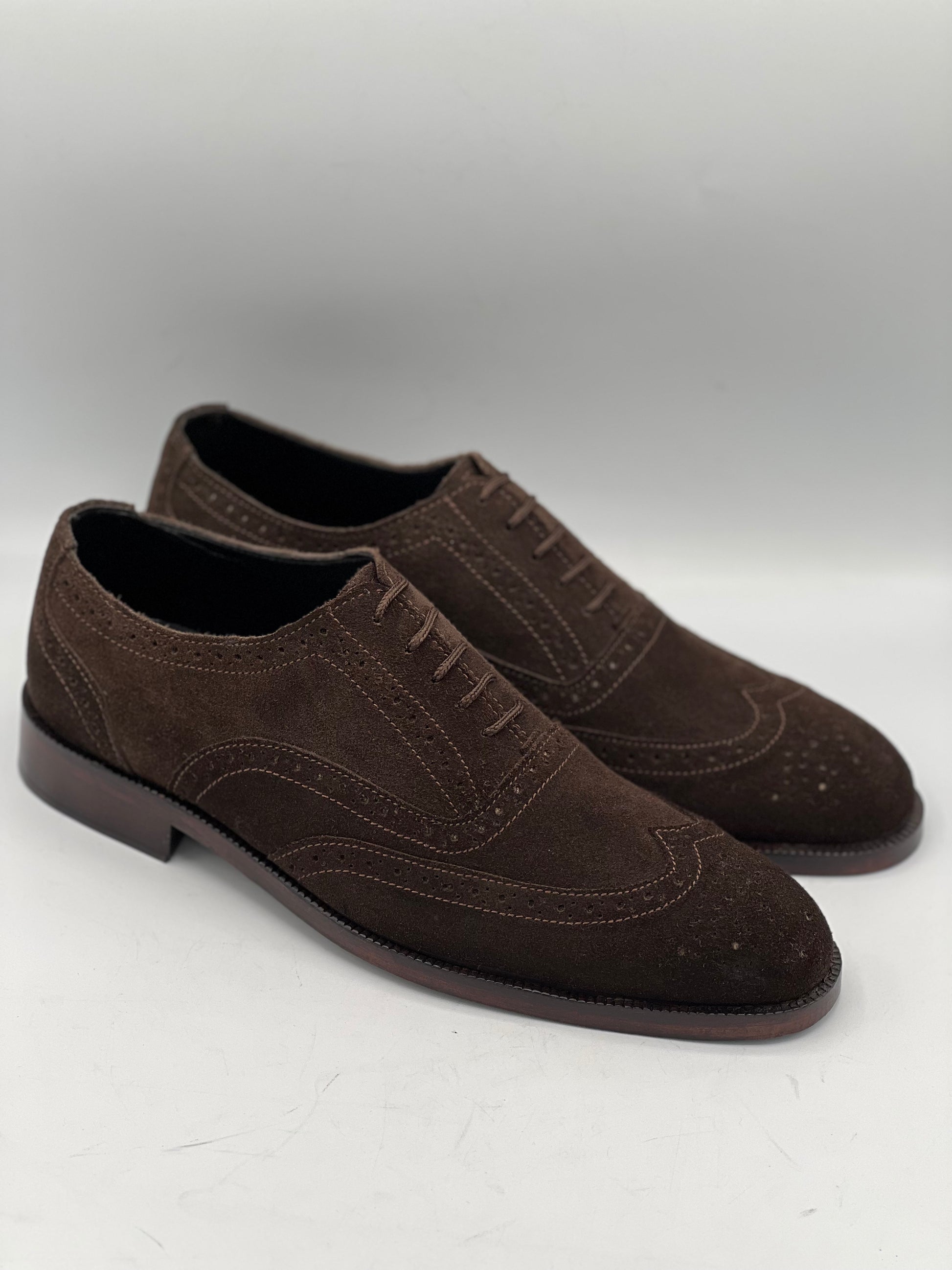 Royal Italian Suede Brown Brogue Formal Laced Shoe – DeVogue