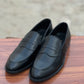 5004-Black Cow Leather Formal Loafer Style In Rubber sole