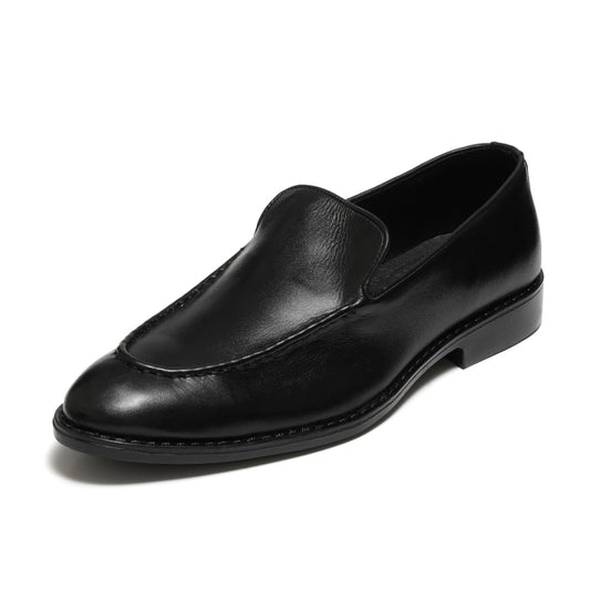 6006-Black Soft Premium Formal leather loafers