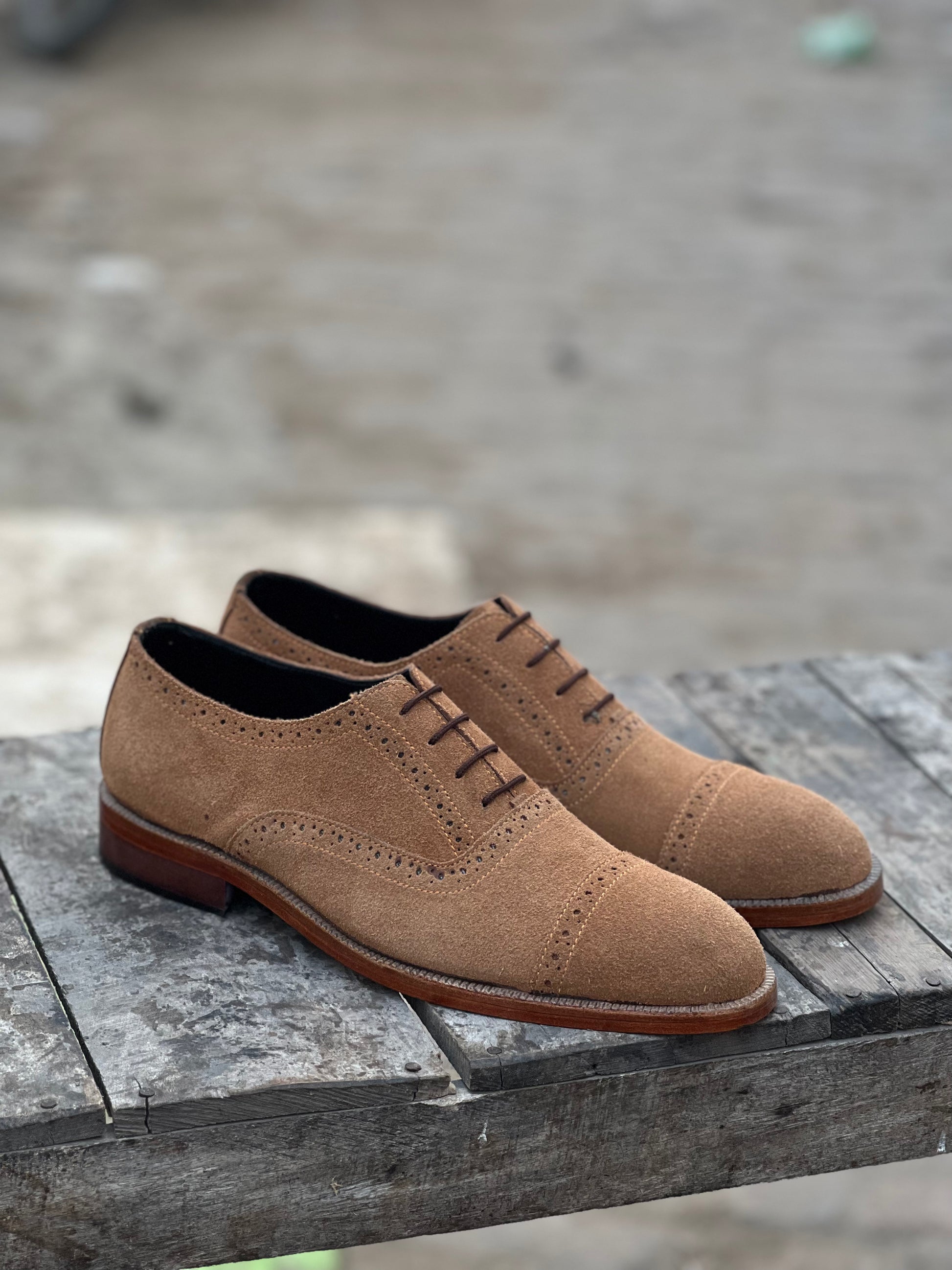 Royal Italian Suede Camel Formal Laced Shoe DeVogue