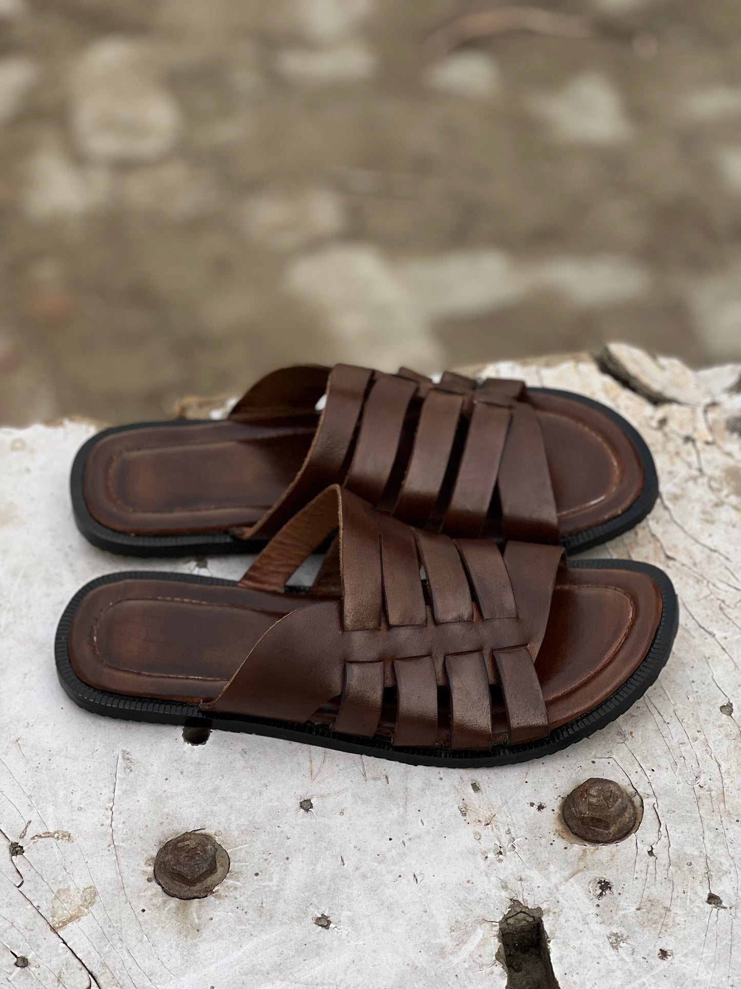 408-Brown Chappal style Pure Cow Leather Shoes Trending shoes