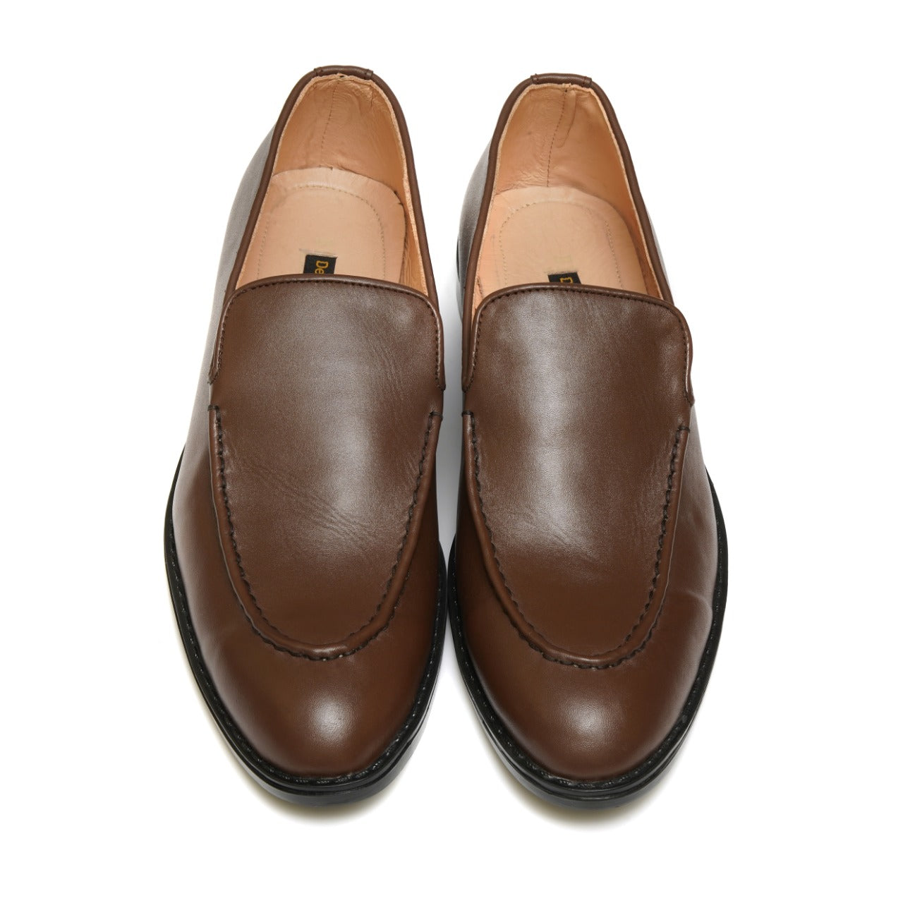 6006-Brown Soft Premium Formal leather loafers - DeVogue