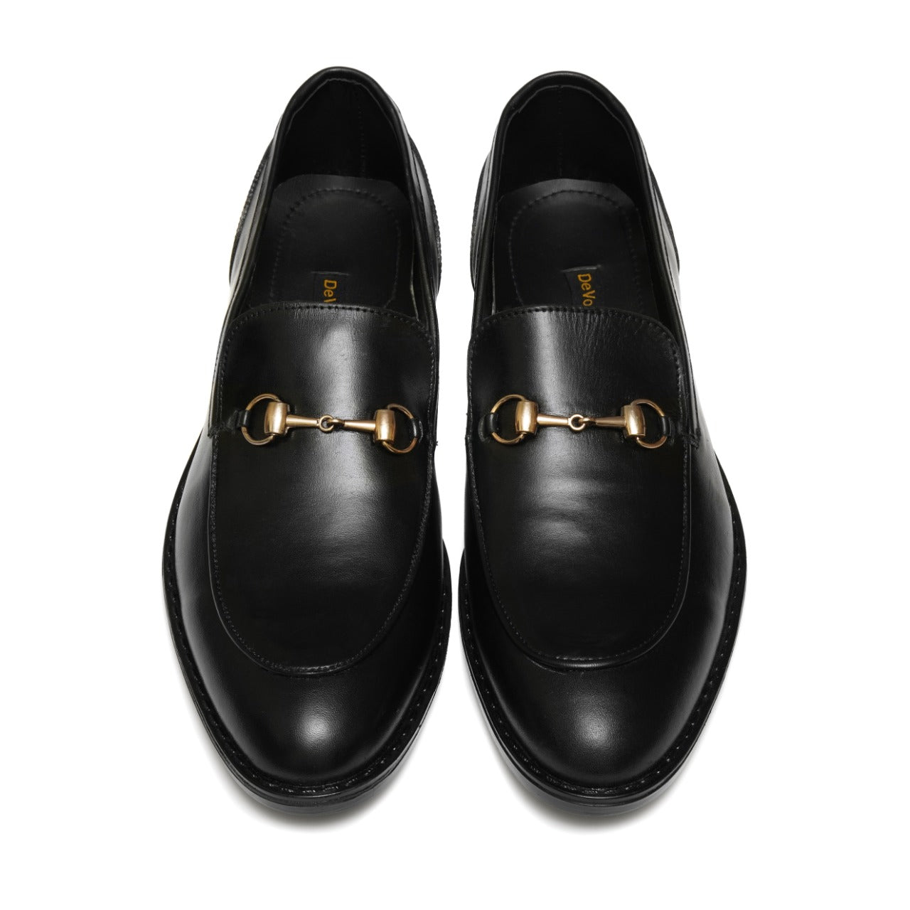 4004-Black Cow Leather Horse bit Formal Loafer Style In Rubber sole