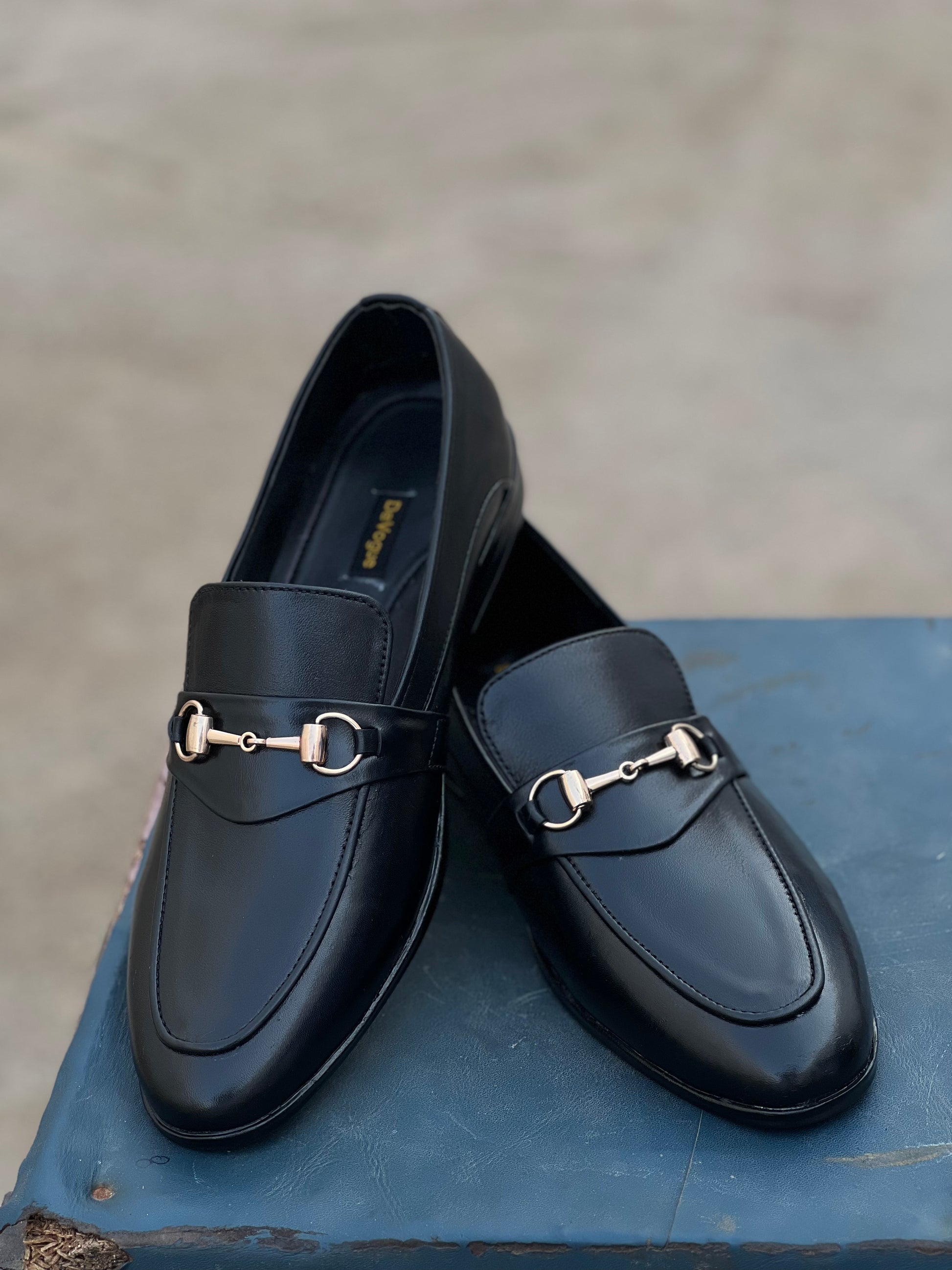 4003-Black Cow Leather Formal Loafer Style in Rubber sole – DeVogue