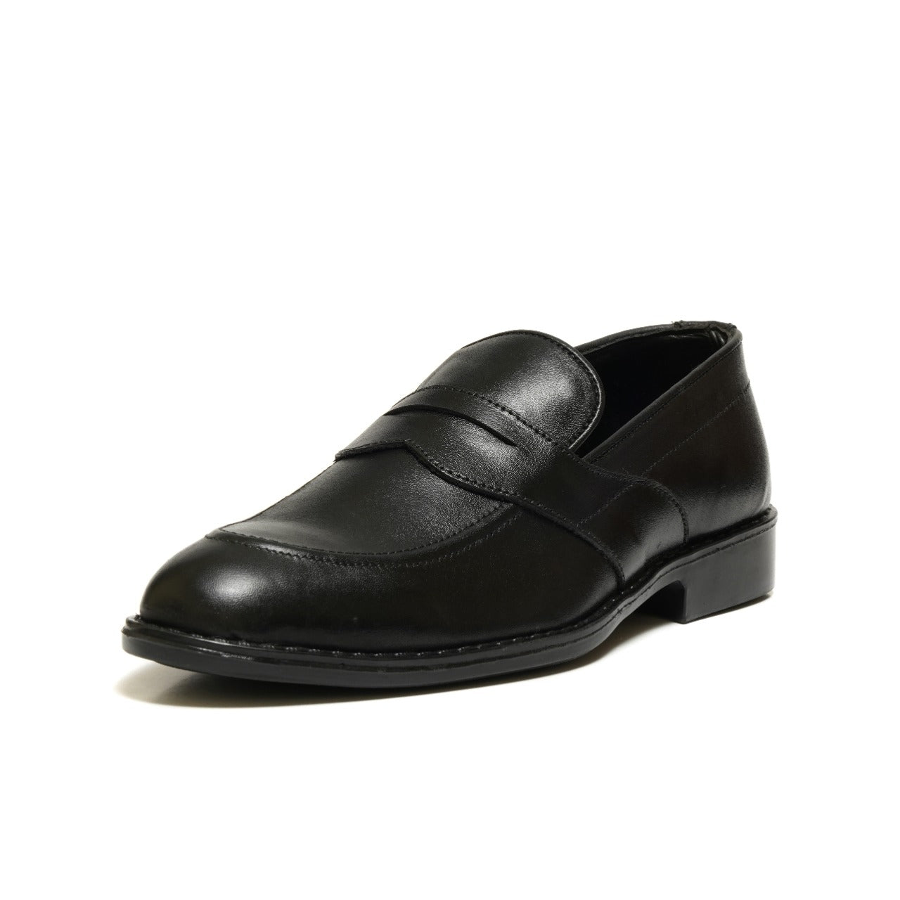 5004-Black Cow Leather Formal Loafer Style In Rubber sole