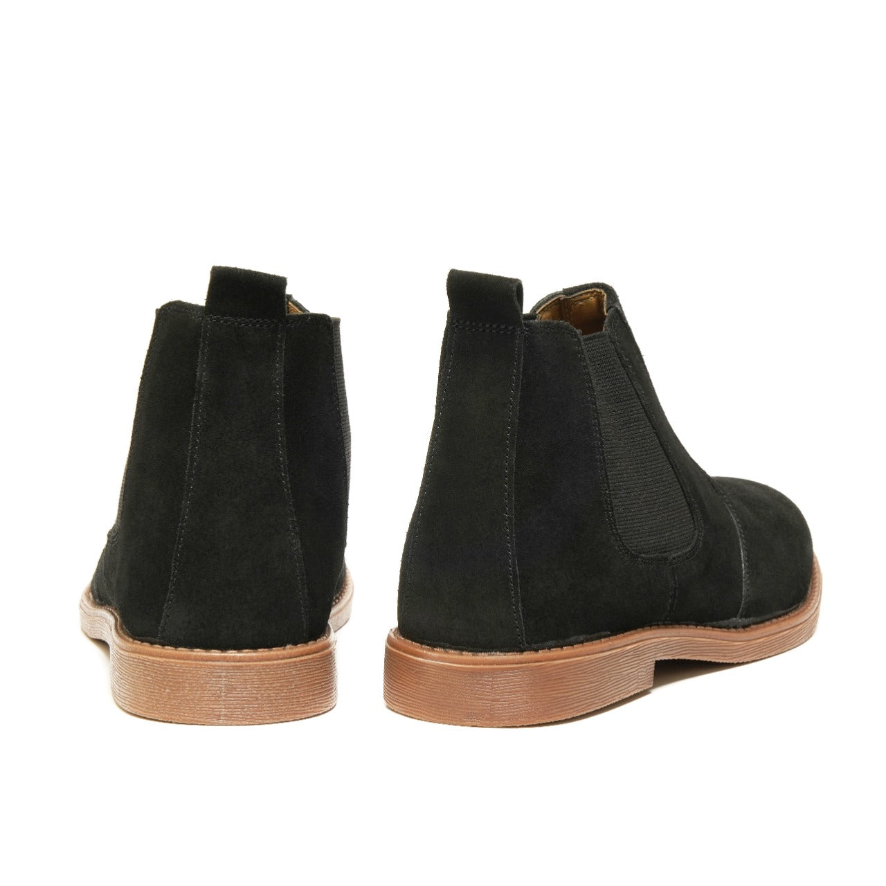 SKU:8011-Black Suede Cow Leather Chelsea boots