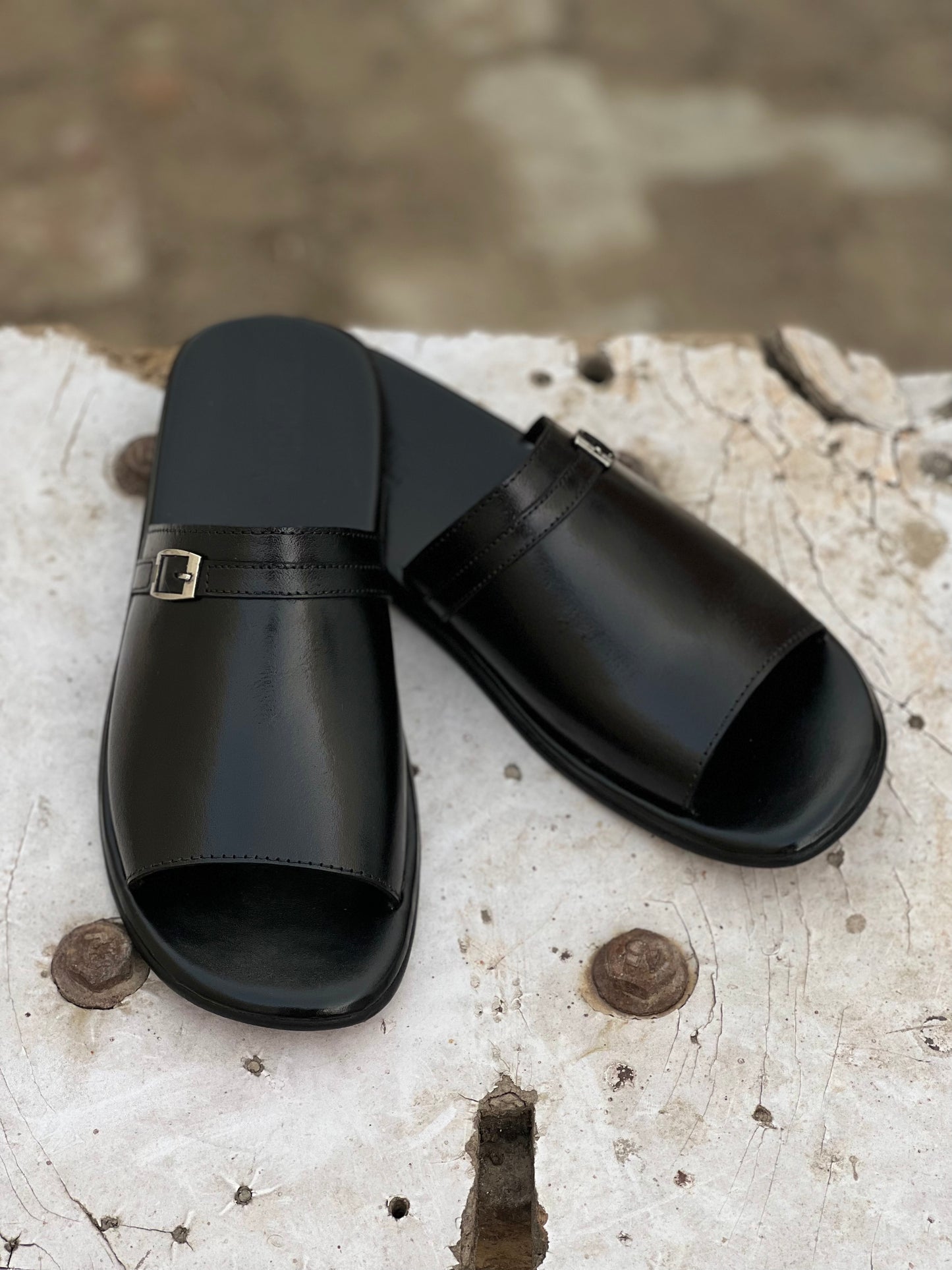 203-Black Premium Quality Chappal Pure Cow Leather Shoes Trending shoes