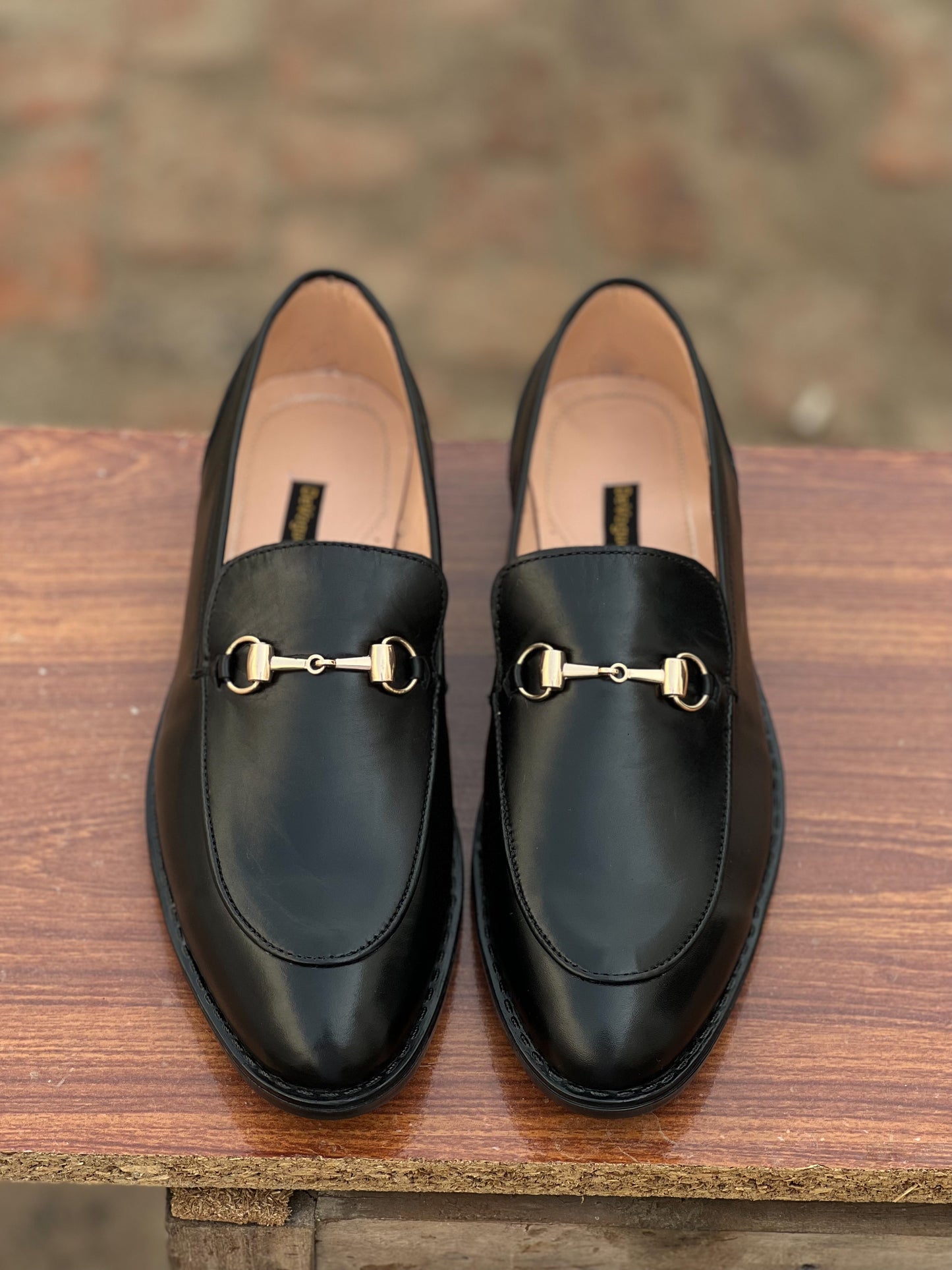 4004-Black Cow Leather Horse bit Formal Loafer Style In Rubber sole