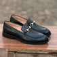 4004-Black Cow Leather Horse bit Formal Loafer Style In Rubber sole - DeVogue