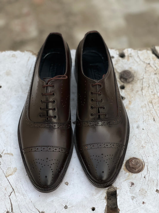 9048-Brown Cow Leather Formal Brogue Style